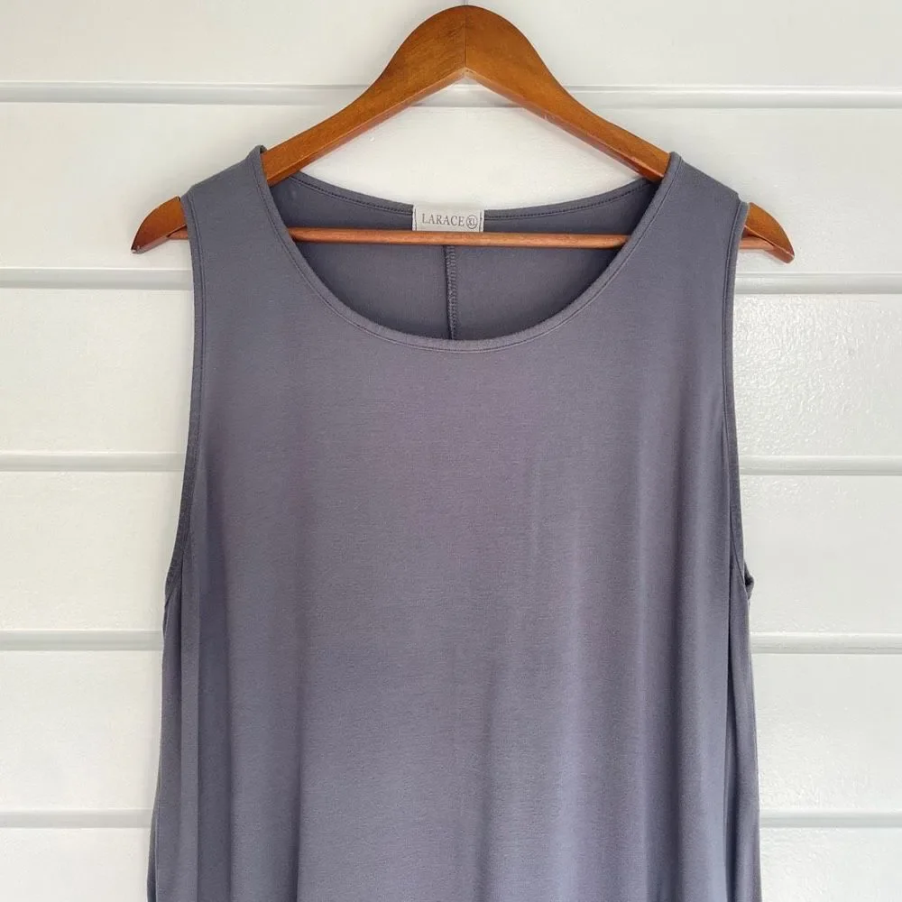 Larace Crew Neck Swing Flare Solid Sleeveless Tank Top Size XL